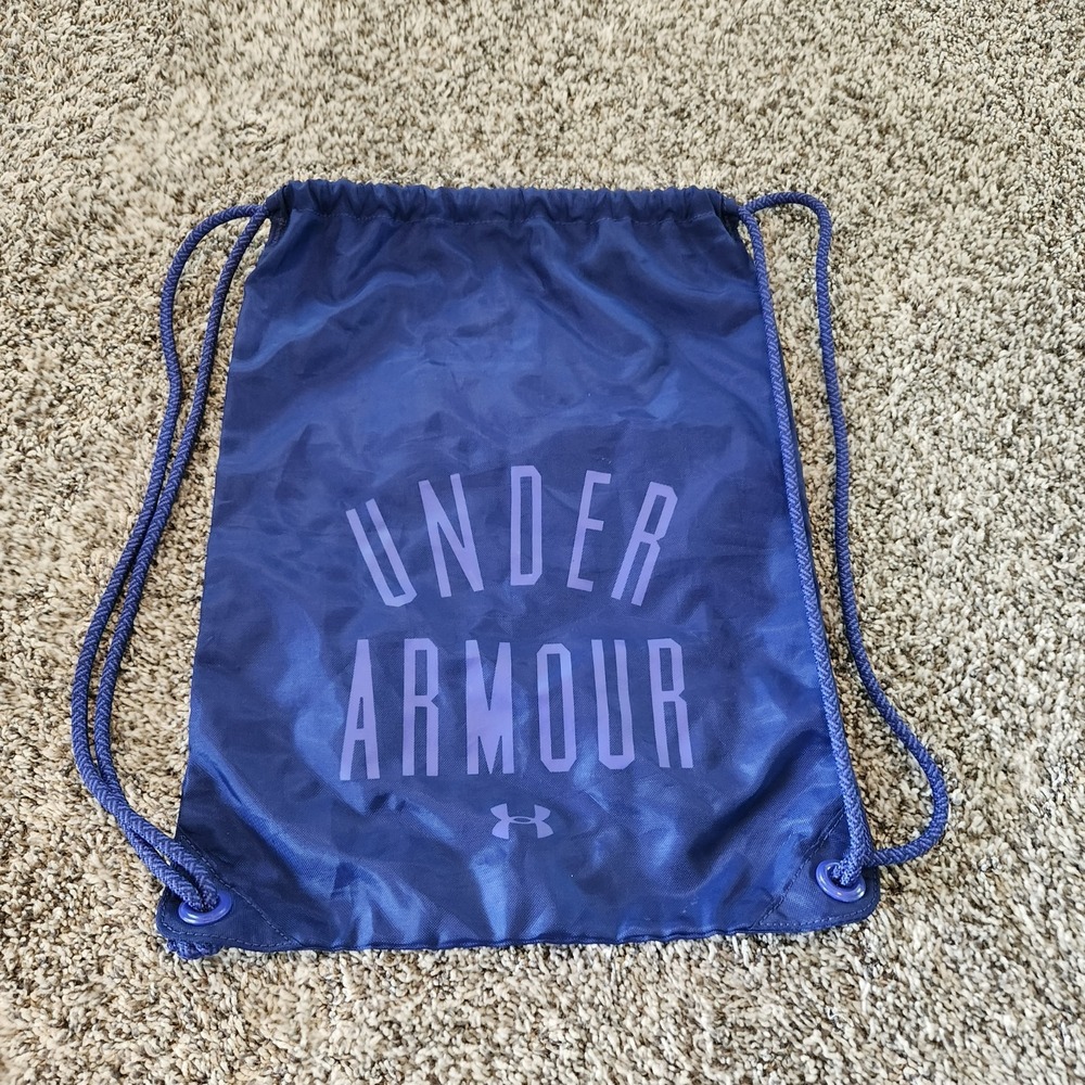 Under Armour UA Sackpack Drawstring Backpack Sack Pack Gym Bag - Blue Logo